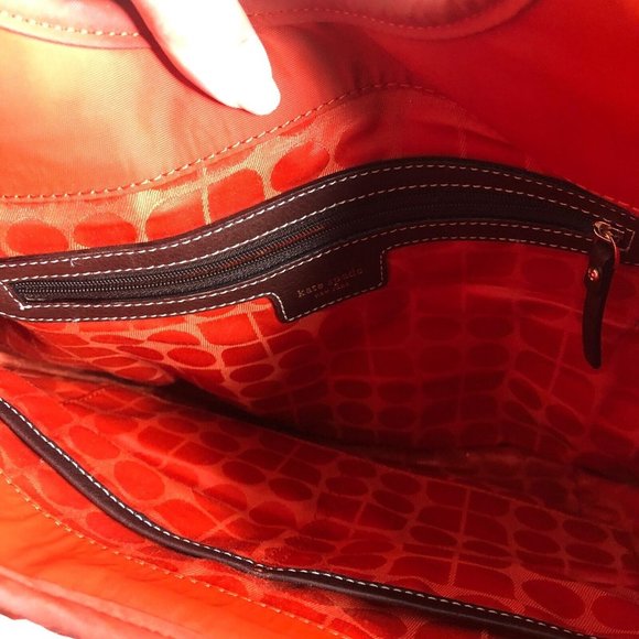 Kate Spade Womens Stevie Nylon Corduroy Purse Orange Brown Bag - Picture 9 of 9
